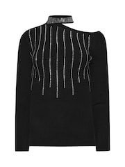 Star by Julien MacDonald Black Embellished Asymetric Jumper - Image 6 of 6