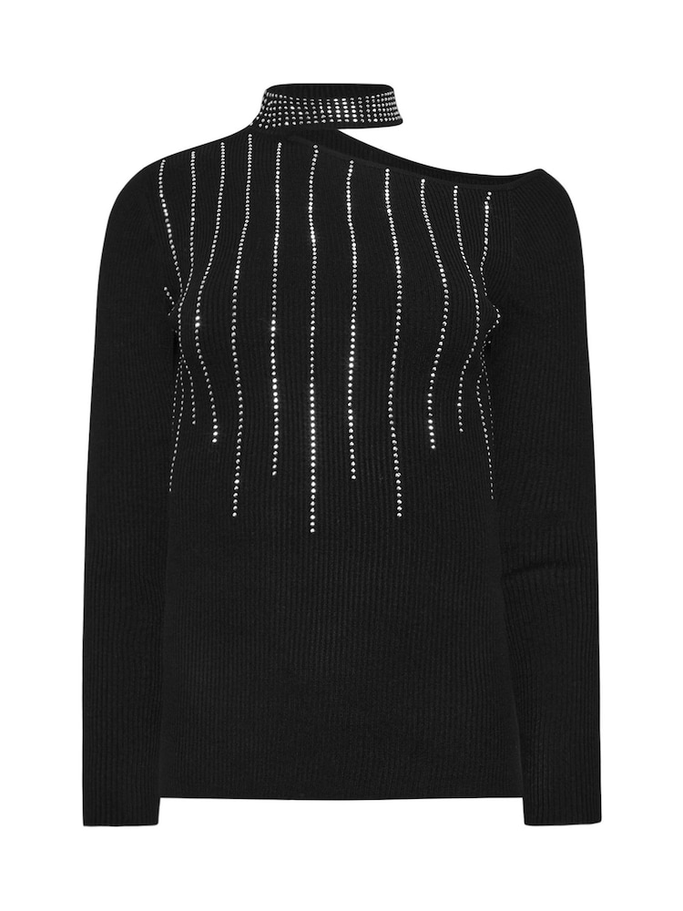 Star by Julien MacDonald Black Embellished Asymetric Jumper - Image 6 of 6 Star by Julien MacDonald Black Embellished Asymetric Jumper - Image 6 of 6