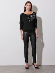 Star by Julien MacDonald Black Diamante Star Detail Top - Image 1 of 5