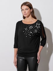 Star by Julien MacDonald Black Diamante Star Detail Top - Image 3 of 5