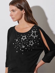 Star by Julien MacDonald Black Diamante Star Detail Top - Image 4 of 5