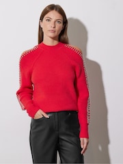 Star by Julien MacDonald Red Embellished Sleeve Jumper - Image 5 of 6