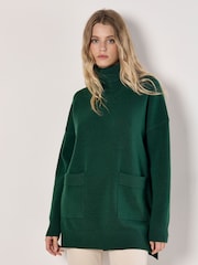 Apricot Green Two Pocket Roll Neck Jumper - Image 1 of 4
