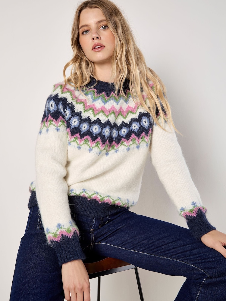 Apricot White Fairisle Pattern Chunky Jumper - Image 1 of 5