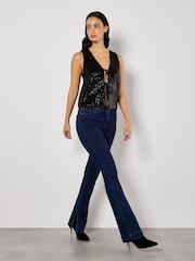 Apricot Black Double Tie Sequin Waistcoat - Image 2 of 4