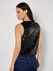 Apricot Black Double Tie Sequin Waistcoat - Image 3 of 4