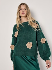 Apricot Green 3D Daisy Applique Jumper - Image 1 of 5