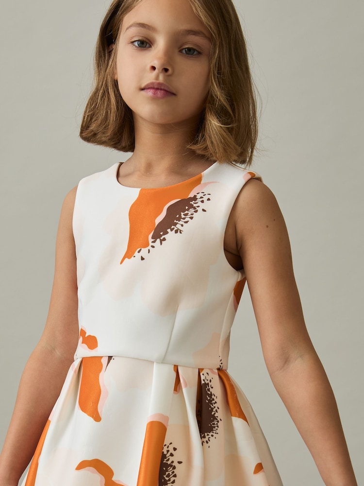 Reiss Ivory Print Trinny 9-13 yrs Floral Scuba Sleeveless Dress - Image 1 of 4