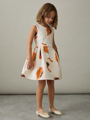 Reiss Ivory Print Trinny 9-13 yrs Floral Scuba Sleeveless Dress - Image 3 of 4