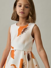 Reiss Ivory Print Trinny 13-14 yrs Floral Scuba Sleeveless Dress - Image 3 of 4
