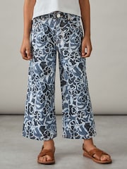 Reiss Blue Skylar 9-13 yrs Floral-Print Straight-Leg Jeans - Image 1 of 5