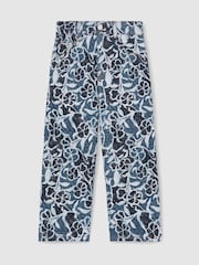 Reiss Blue Skylar 9-13 yrs Floral-Print Straight-Leg Jeans - Image 2 of 5