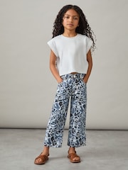 Reiss Blue Skylar 9-13 yrs Floral-Print Straight-Leg Jeans - Image 3 of 5