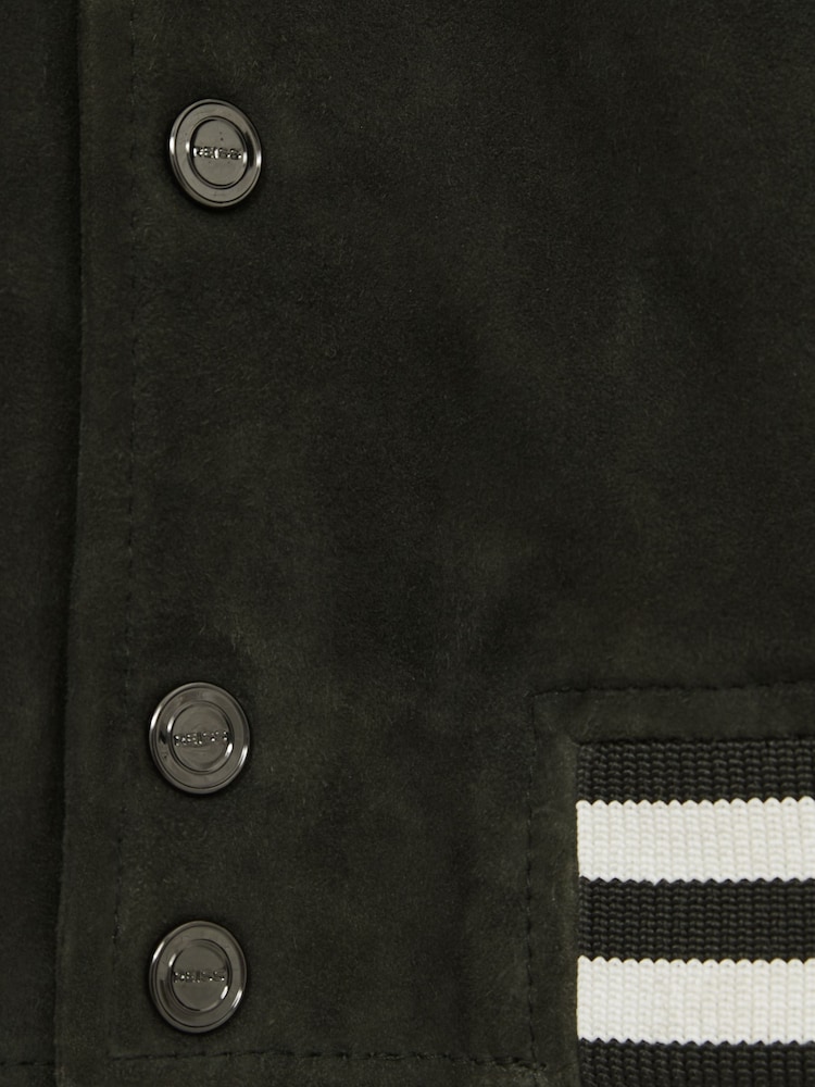 Reiss Dark Green Banbridge 13-14 yrs Suede Varsity Bomber Jacket - Image 5 of 5
