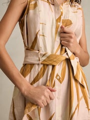 Reiss Morgan Palm-Print Sleeveless Shirt Dress - Image 3 of 6