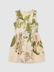 Reiss Pink Print Trinny 13-14 yrs Floral Scuba Sleeveless Dress - Image 1 of 4