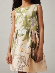 Reiss Pink Print Trinny 13-14 yrs Floral Scuba Sleeveless Dress - Image 3 of 4