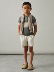 Reiss Sage Green Grove 13-14 yrs Textured Colour-Block Polo Shirt - Image 2 of 4