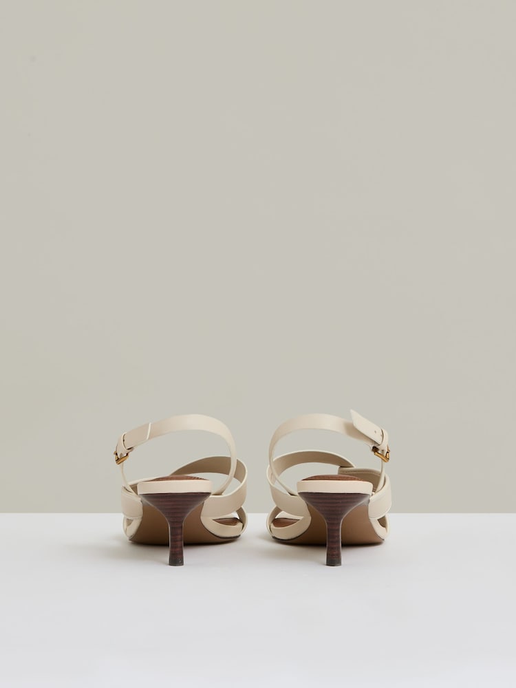 Reiss Off White Candice Leather Link-Strap Low-Heel Sandals - Image 3 of 5