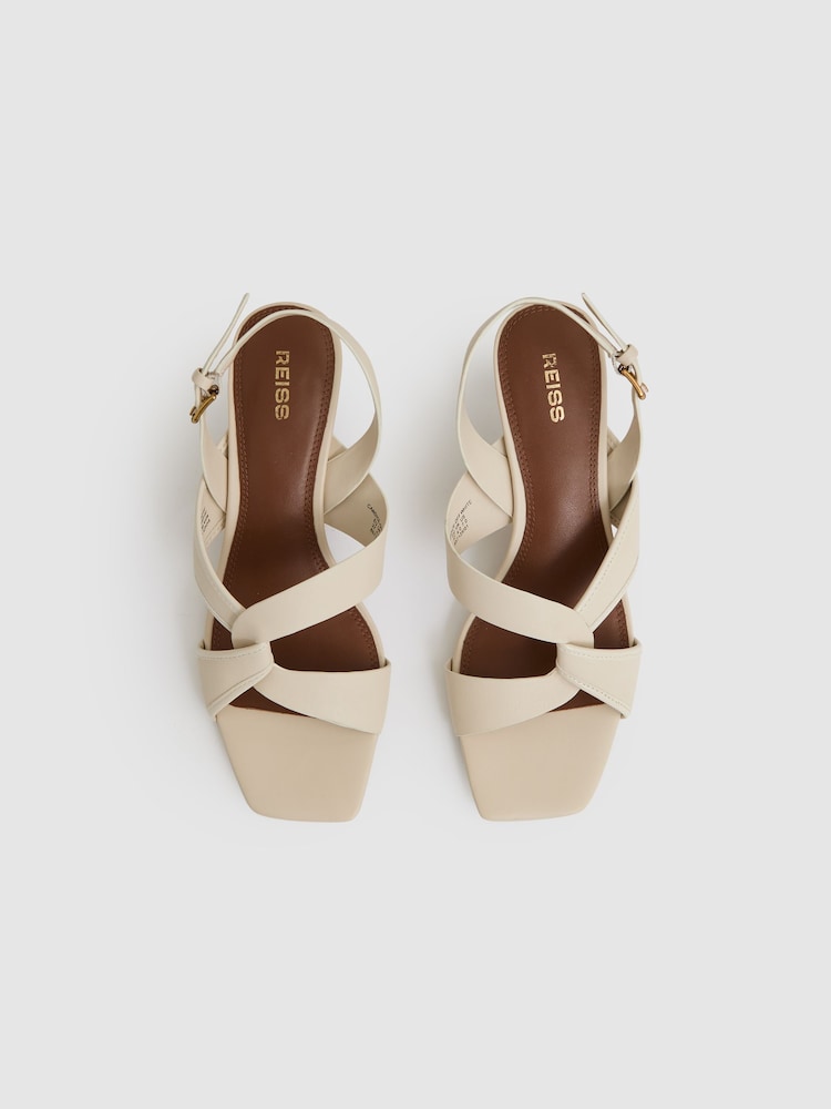 Reiss Off White Candice Leather Link-Strap Low-Heel Sandals - Image 4 of 5