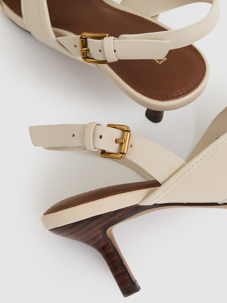 Off White - Reiss Candice Leather Link-Strap Low-Heel Sandals - Image 5 of 5
