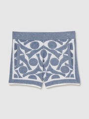 Azul claro/blanco - Reiss Vounder Abstract-Pattern Towelling Shorts - Imagen 2 de 4