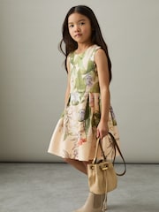 Reiss Pink Print Trinny 4-9 yrs Floral Scuba Sleeveless Dress - Image 3 of 4