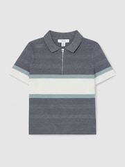Airforce modra - Reiss Grove Textured z izrazitim barvnim vzorcem polo majice - Slika 1 iz 4