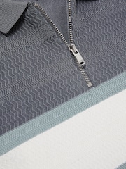 Airforce modra - Reiss Grove Textured z izrazitim barvnim vzorcem polo majice - Slika 4 iz 4