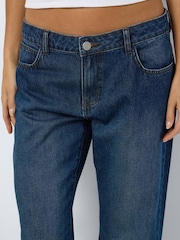 NOISY MAY Blue 100% Cotton High Waist Straight Leg Fold Up Jeans - Image 5 of 6