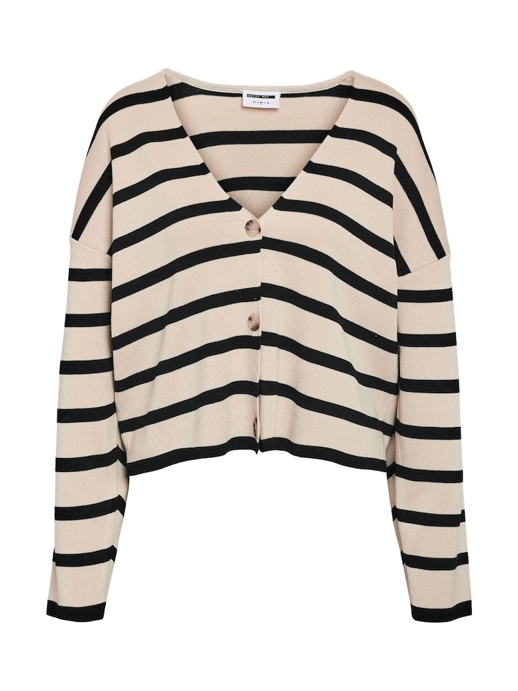 NOISY MAY Cream Striped Long Sleeve Knitted Button Down Cardigan - Image 3 of 3 NOISY MAY Cream Striped Long Sleeve Knitted Button Down Cardigan - Image 3 of 3