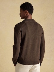 Joules Sampson Lambswool Brown Long Sleeve Knitted Polo Shirt - Image 2 of 5