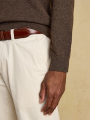 Joules Sampson Lambswool Brown Long Sleeve Knitted Polo Shirt - Image 4 of 5