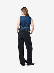 NOISY MAY Blue 100% Cotton Denim Waistcoat With Button Close - Image 2 of 7