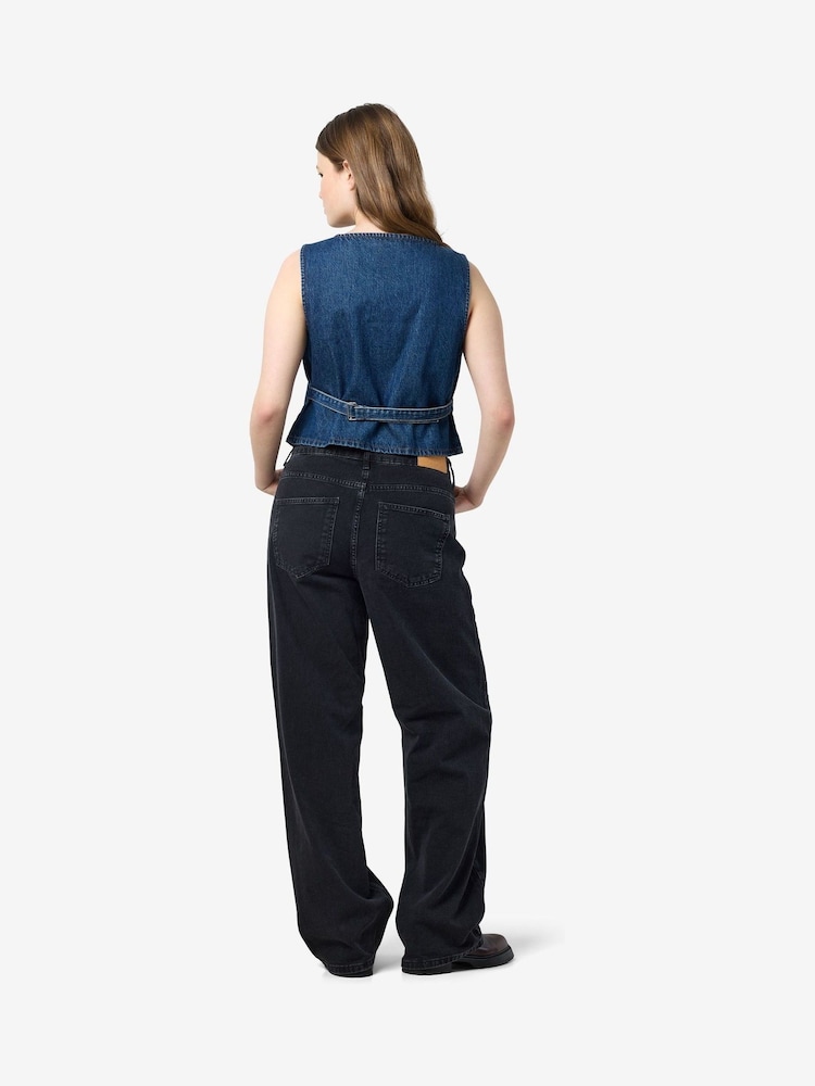 NOISY MAY Blue 100% Cotton Denim Waistcoat With Button Close - Image 2 of 7