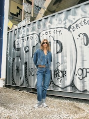NOISY MAY Blue 100% Cotton Denim Waistcoat With Button Close - Image 6 of 7