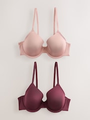 Plum Purple & Pink Full Cup A-E Smoothing Ultimate Comfort T-Shirts Bras 2 Pack - Image 6 of 11