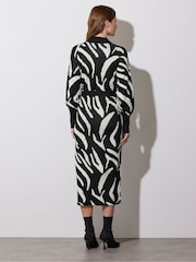 Star by Julien MacDonald Black Animal Print Intarsia Jumper Dress - Image 2 of 6