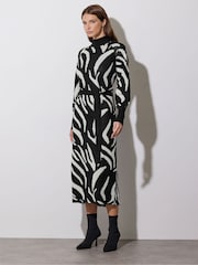 Star by Julien MacDonald Black Animal Print Intarsia Jumper Dress - Image 3 of 6