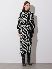 Star by Julien MacDonald Black Animal Print Intarsia Jumper Dress - Image 4 of 6