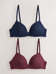 Plum Purple/Navy A-E Push Up Padded Non Wired Smoothing Bras 2 Pack - Image 7 of 11