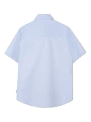 BOSS Blue Short Sleeve Logo Occasion 100% Cotton Shirt - Image 2 of 5