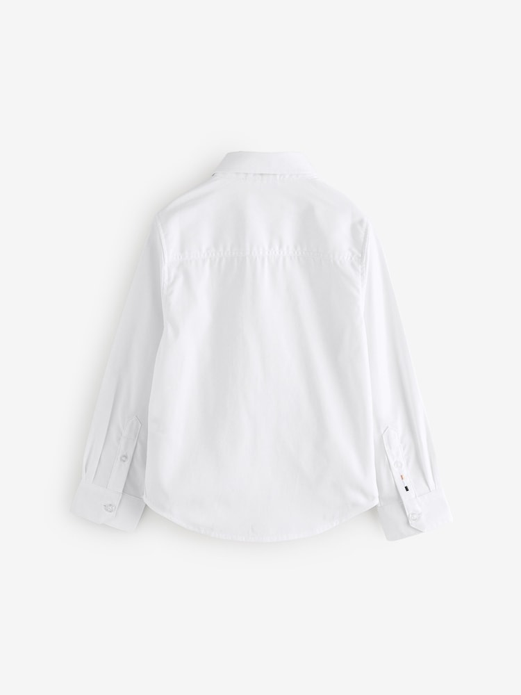BOSS White Long Sleeve Logo Occasion 100% Cotton Shirt - Image 2 of 8
