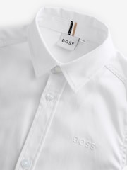 BOSS White Long Sleeve Logo Occasion 100% Cotton Shirt - Image 3 of 8