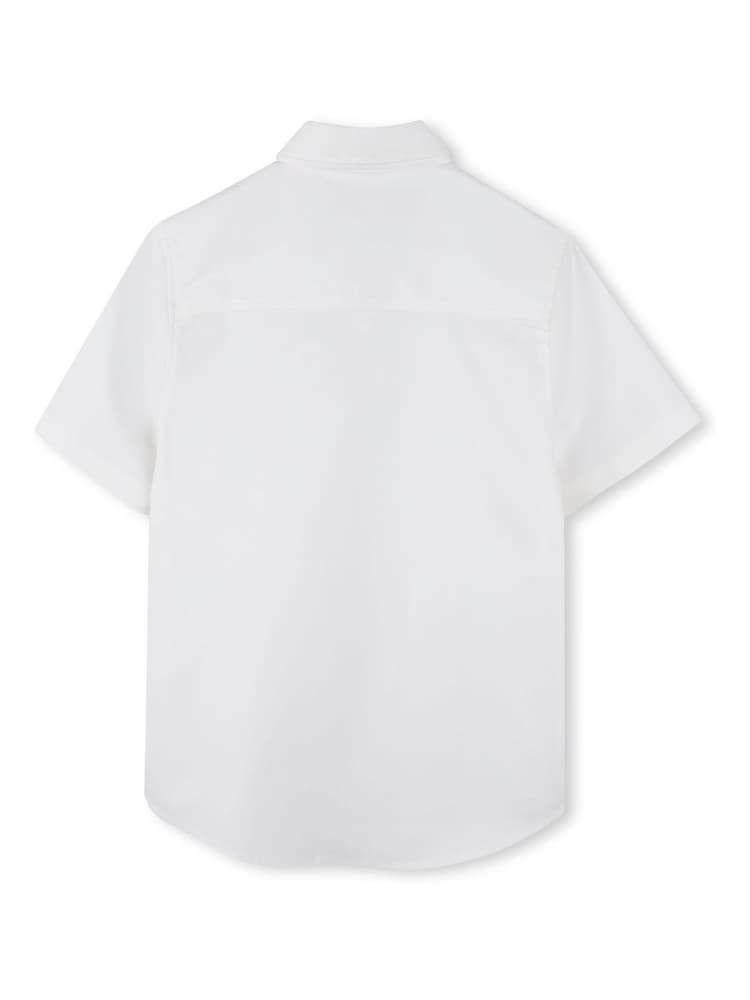 BOSS White Short Sleeve Logo Occasion 100% Cotton Shirt - Image 2 of 5 BOSS White Short Sleeve Logo Occasion 100% Cotton Shirt - Image 2 of 5