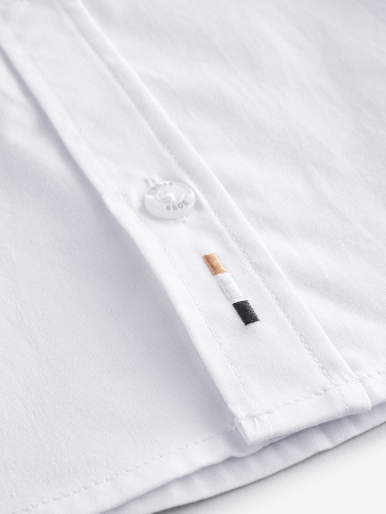 BOSS White Short Sleeve Logo Occasion 100% Cotton Shirt - Image 5 of 5