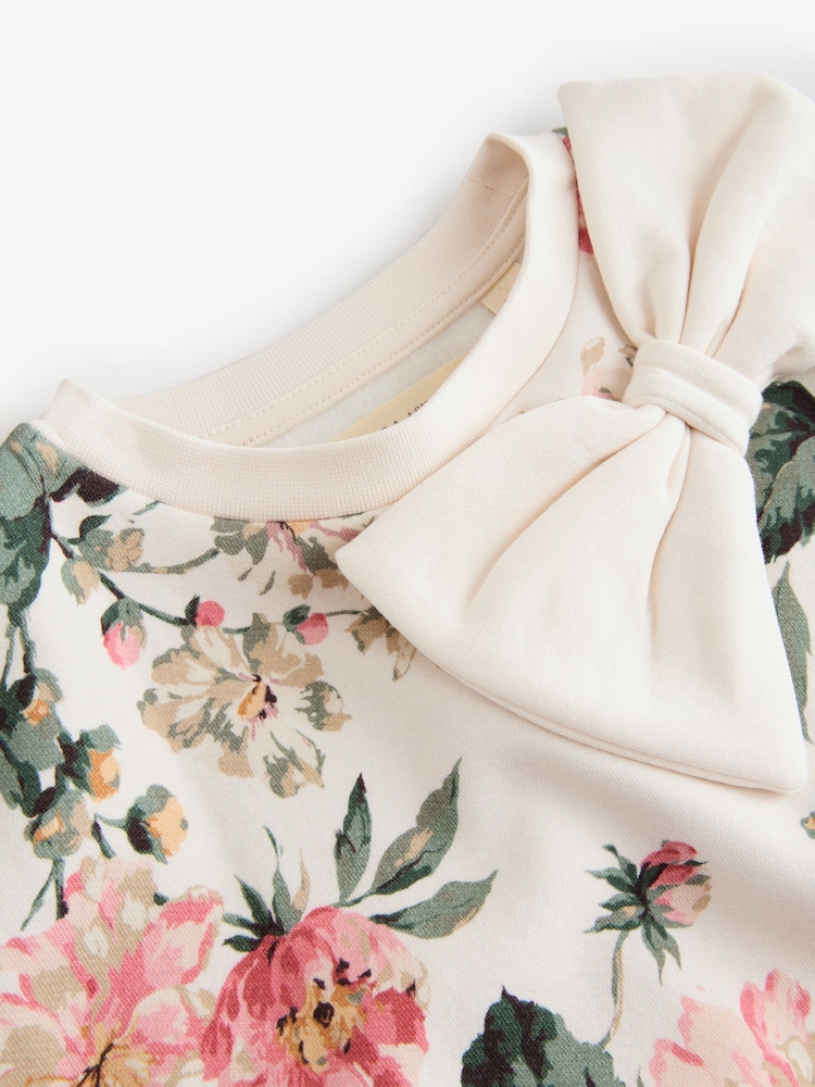 Laura Ashley Cream/Pink/Green Romilly Floral Sweatshirt and Ribbed Leggings Set - Image 9 of 10