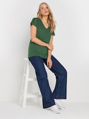 Long Tall Sally Green Modal T-Shirts 2 Pack - Image 3 of 8