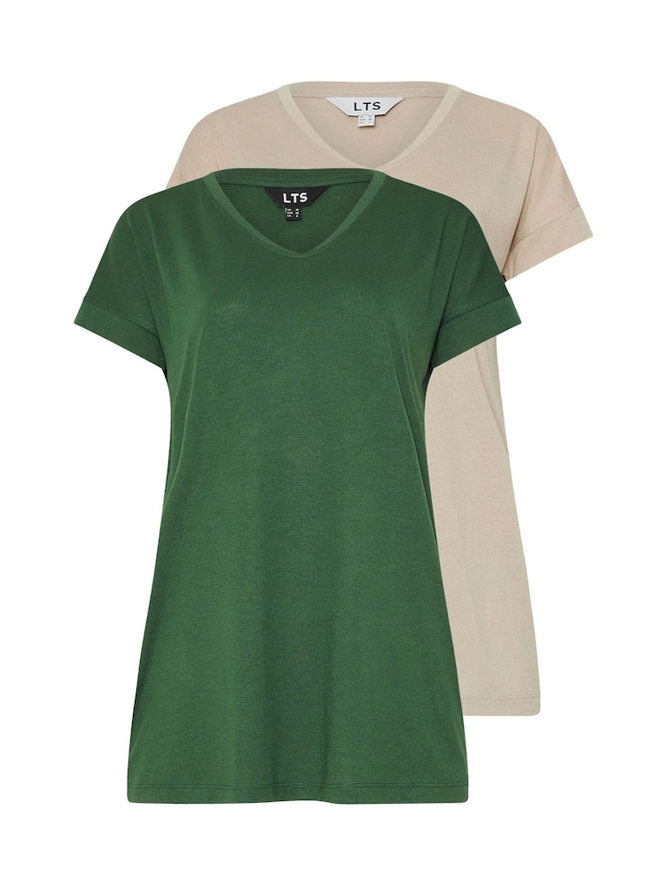 Long Tall Sally Green Modal T-Shirts 2 Pack - Image 6 of 8
