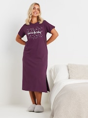 Yours Curve Purple Look To The Stars Midaxi 100% Cotton Nighties 2 Pack - Image 2 of 8
